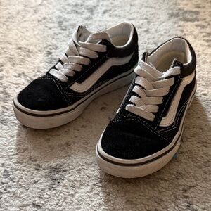 Vans Old Skool Kids Classic Black and White Sneakers - Size 11c